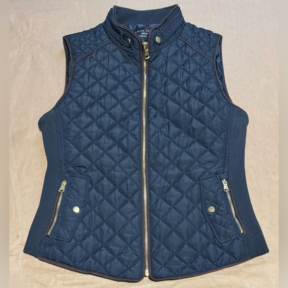 LOVE TREE Vest for Women Navy Blue with Brown Decorations Size M - Picture 4 of 10